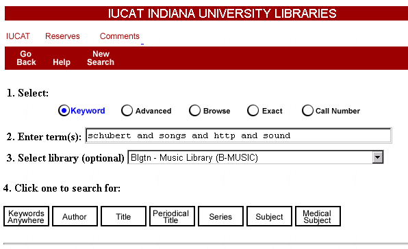 [Image of IUCAT Search screen]